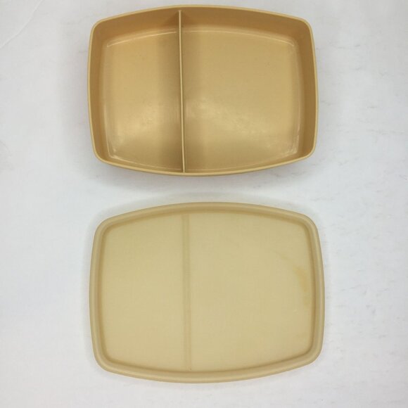 Vintage Tupperware Packette Divided Lunch Snack Sandwich Storage Container Beige - Picture 3 of 10